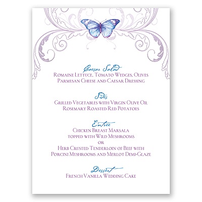 Delicate Butterfly Menu Card - Blue | flourish | whimsical at ...