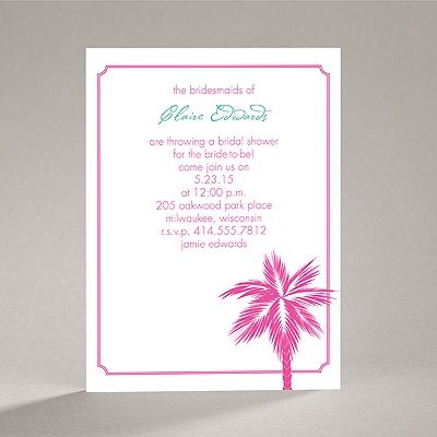 Tropical Palms - Fuchsia - Bridal Shower Invitation