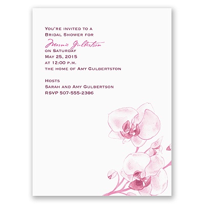 Watercolor Orchid - Fuchsia - Bridal Shower Invitation