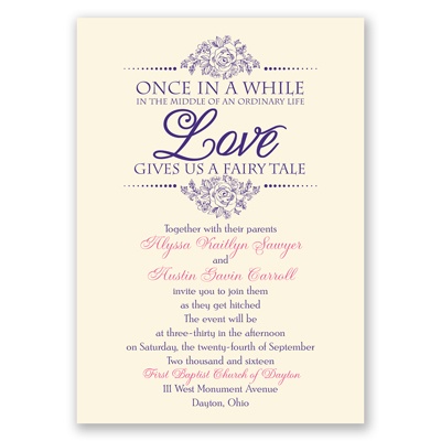 Love wording   wedding Fairy Tale  fairy Ecru invitation Invitation