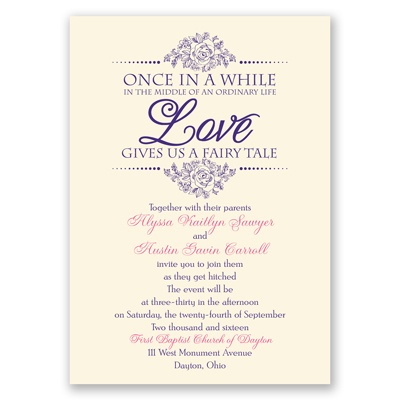 Invitation Fairy Tale wording fairy invitations  wedding tale Ecru  Love