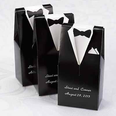 Home ? Reception ? Personalized Favors ? Black Tuxedo Favor Boxes
