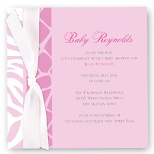 Animal Print Baby Shower Invitation - Bubble Gum