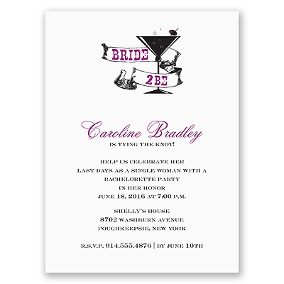 Cocktail - Purple - Bachelorette Party Invitation | Invitations By Dawn